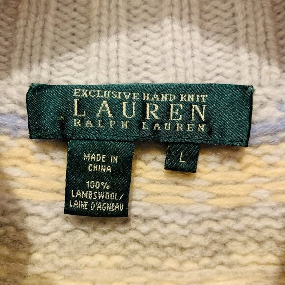 Vintage Lauren Ralph Lauren Hand Knit Lambswool Fair Isle Full Zip Sweater - Picture 8 of 13